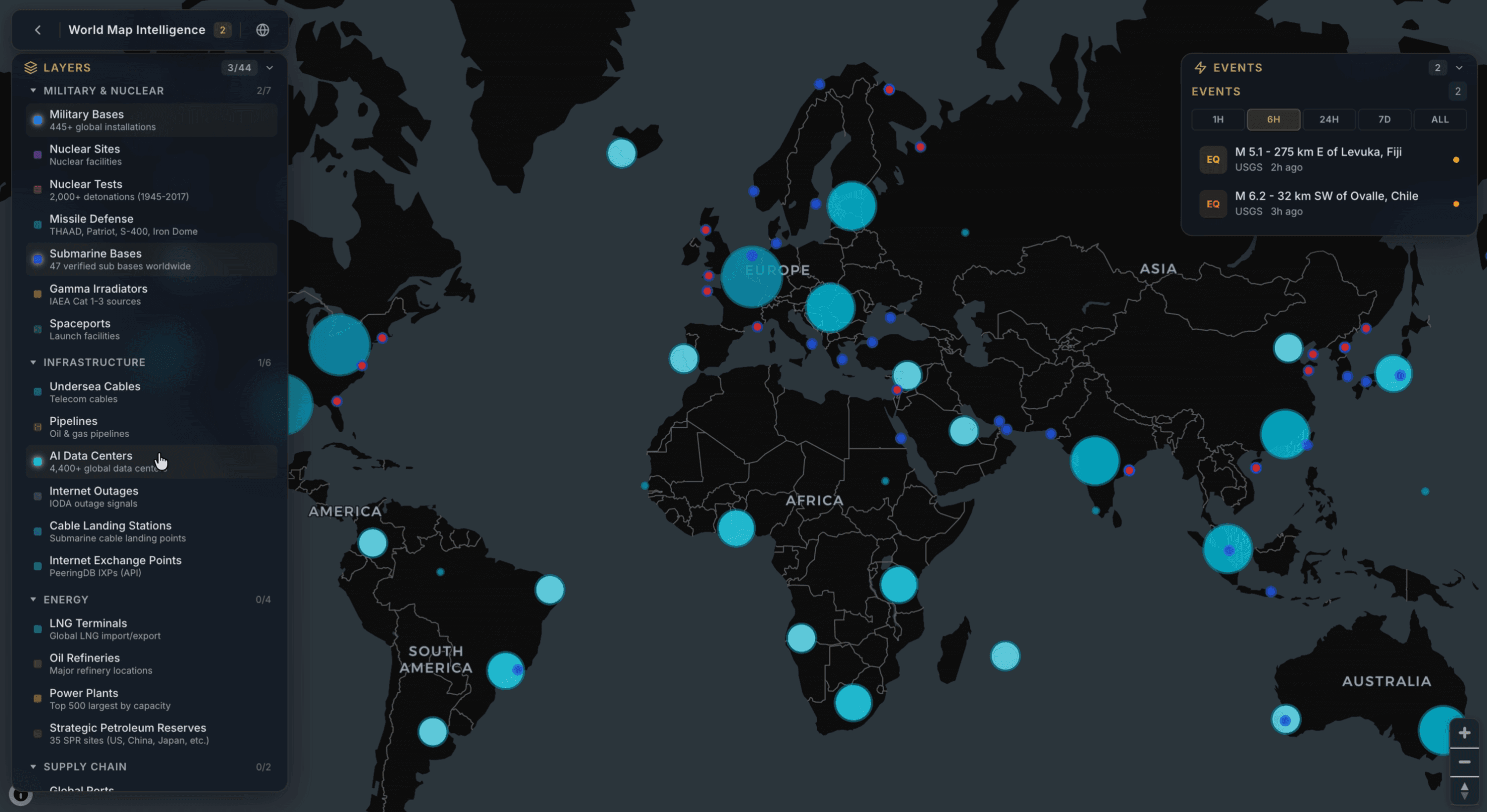 Athenum World Map Intelligence - Geospatial OSINT Dashboard