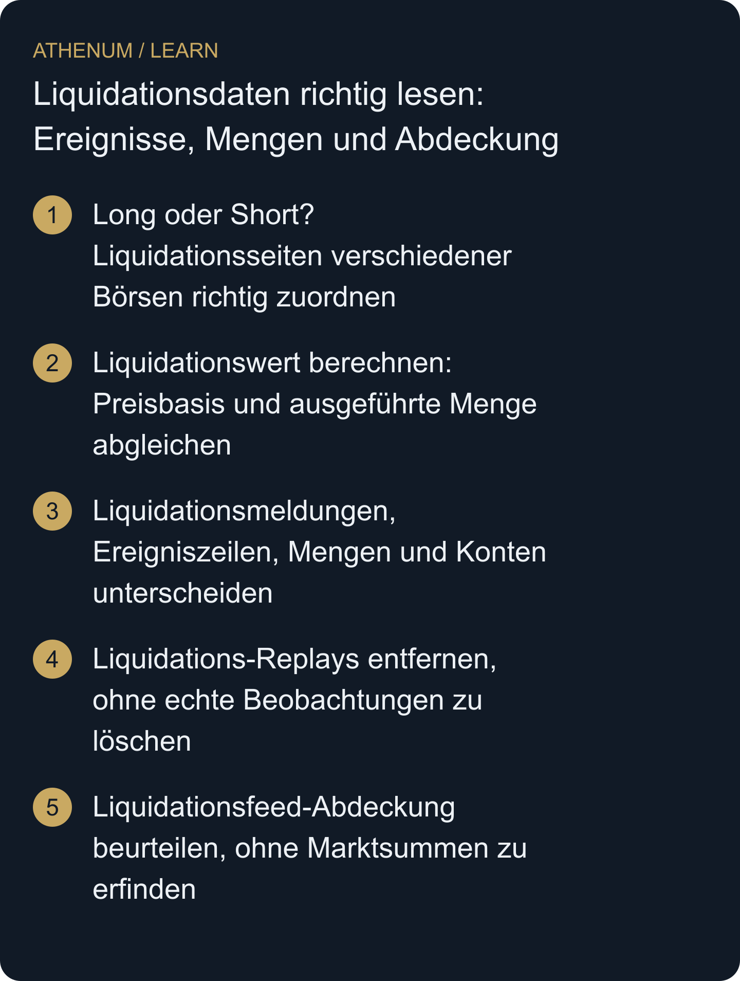 Aus rohen Liquidationsmeldungen eine klar definierte Kennzahl bilden, ohne Ausführungspreise, Kontoverluste oder vollständige Marktabdeckung zu unterstellen.