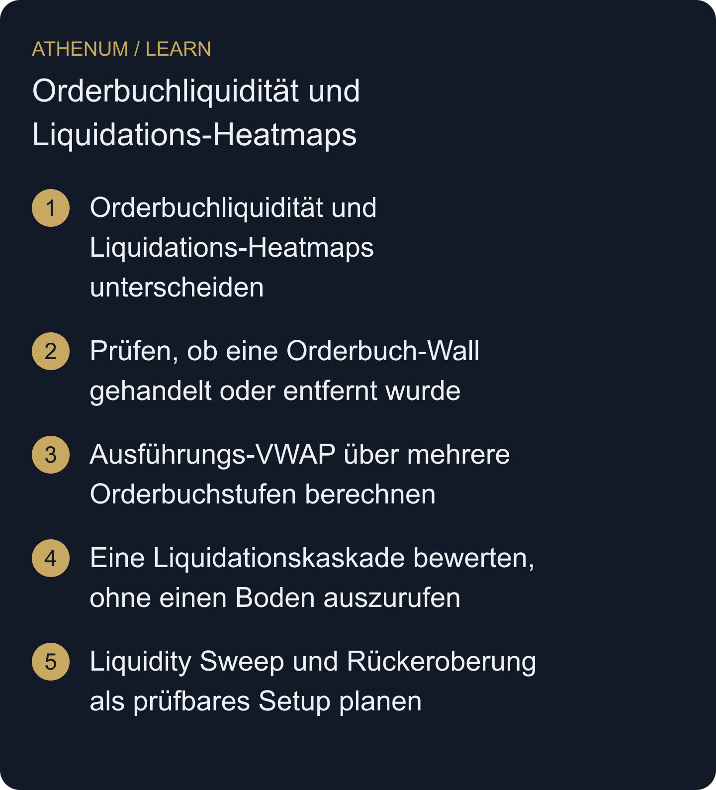 Formuliere aus einem sichtbaren Liquiditätsmerkmal eine konkrete, widerlegbare Frage zur Ausführung oder Marktstruktur.