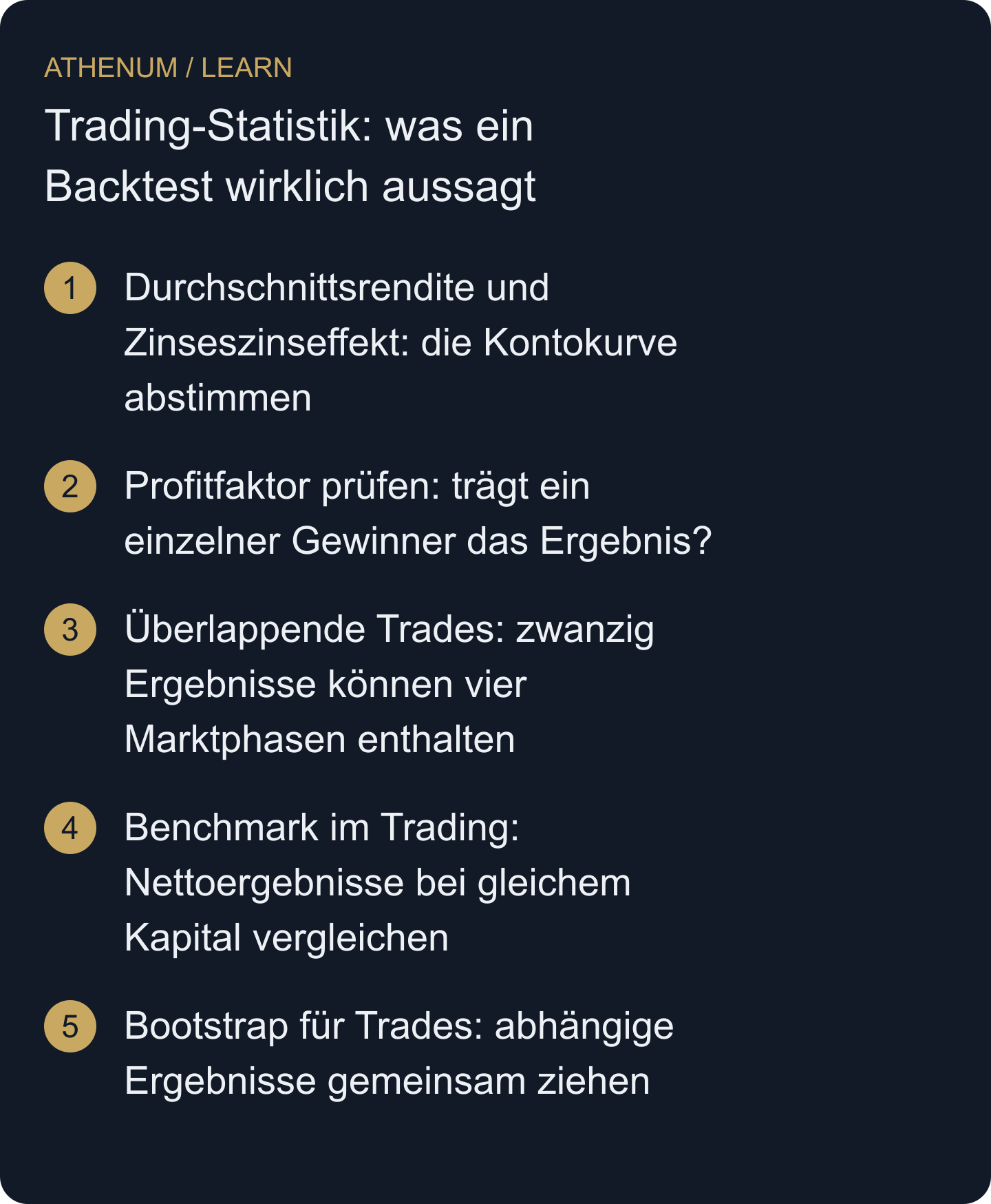 Unterscheide eine korrekte historische Rechnung von ausreichend belastbarer Evidenz für eine neue Handelshypothese.