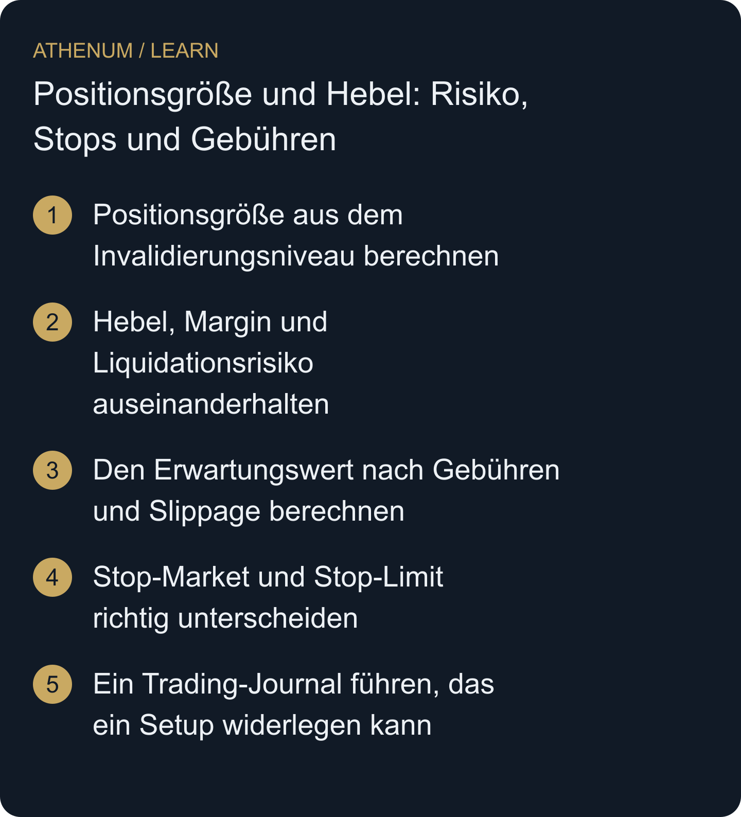 Erstelle einen Handelsplan, dessen Menge, Ausführungsannahmen und Auswertungsregeln eine andere Person nachvollziehen kann.