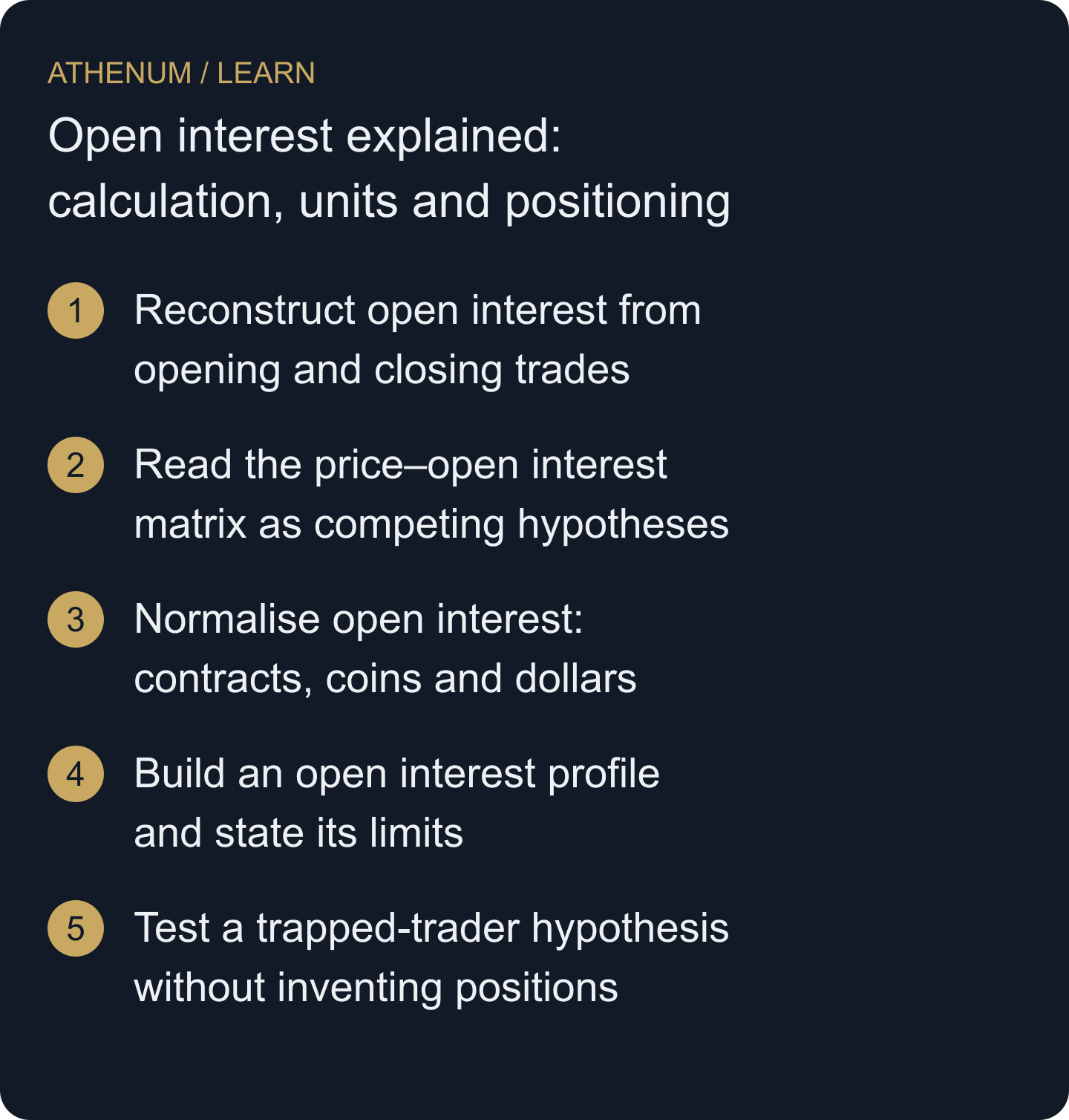 Explain an OI change without confusing activity, valuation, trader identity or directional exposure.