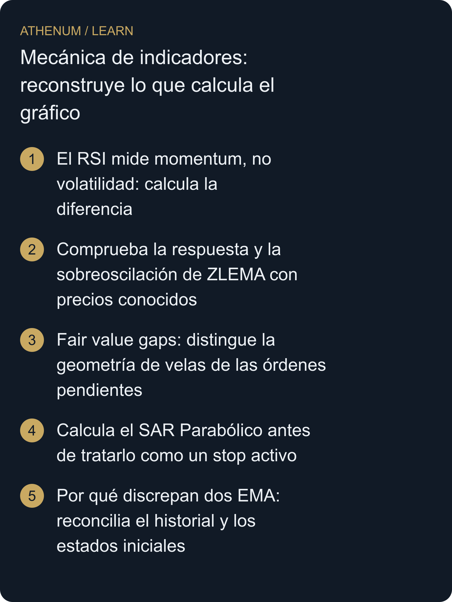 Audita las entradas, el estado y los cálculos de un indicador, y distingue su resultado de la volatilidad, las órdenes pendientes, la protección activa y la evidencia predictiva.