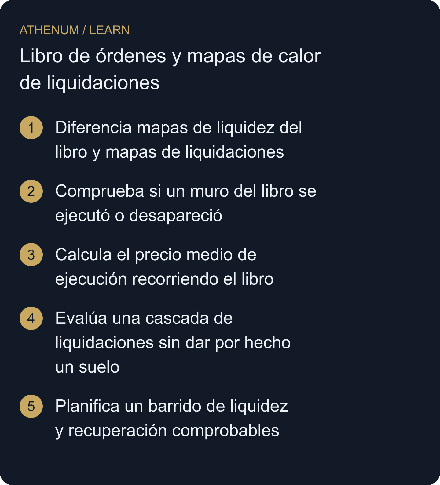 Convertir una característica visible de liquidez en una pregunta concreta y refutable sobre ejecución o estructura del mercado.