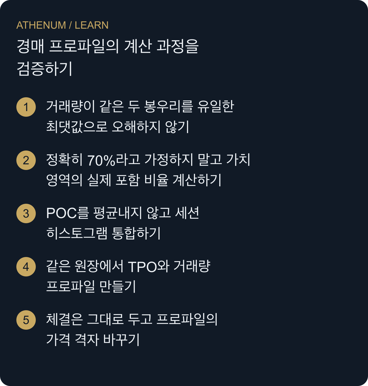 프로파일 수준에 매매 해석을 붙이기 전에 표본과 계산 규칙을 확인하여 그 수준이 바뀐 이유를 설명합니다.