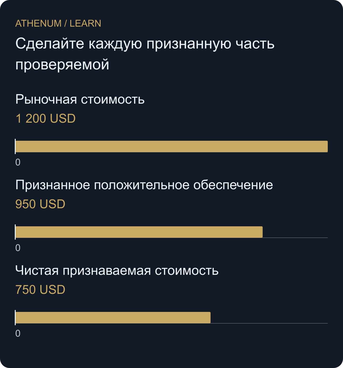 Разные показатели одного расчёта для 12 Y; столбцы не нужно складывать. Чистая признаваемая стоимость включает отдельное обязательство 200 USD.
