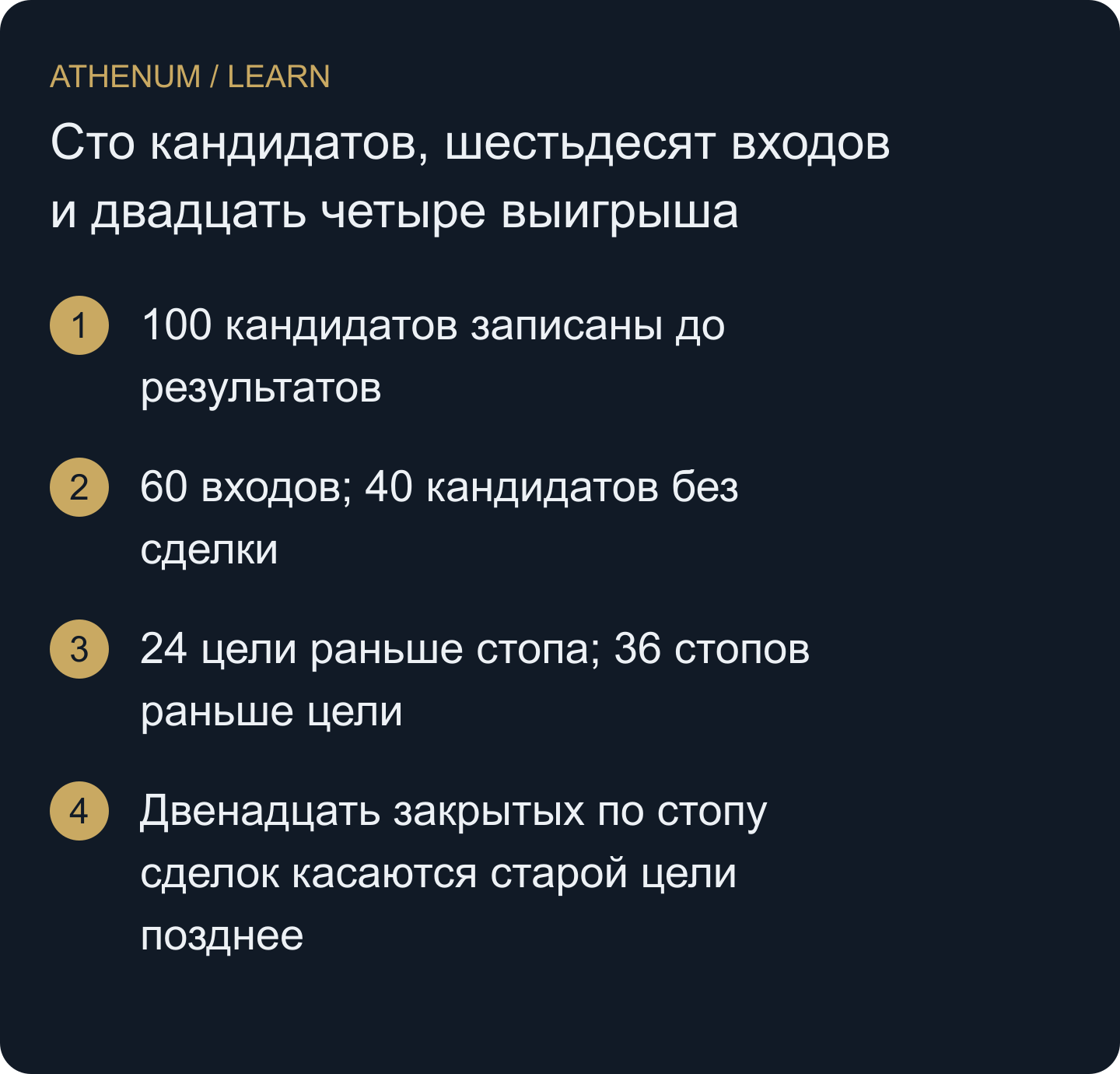 Вымышленный полный журнал событий. Позднейшее касание цели не меняет результат уже закрытой по стопу позиции.