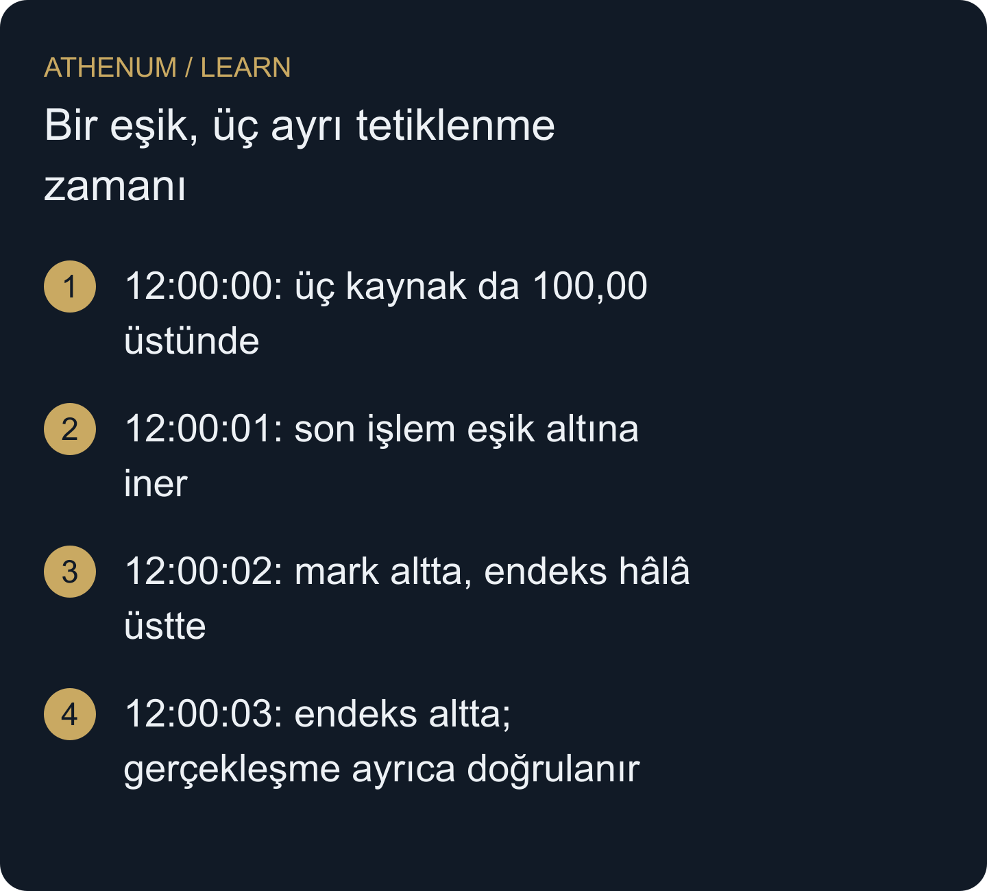 100,00 USDT’de varsayımsal alternatif stoplar. Kaynaklar eşiği farklı anlarda geçer; bu olaylar gerçekleşme fiyatını göstermez.