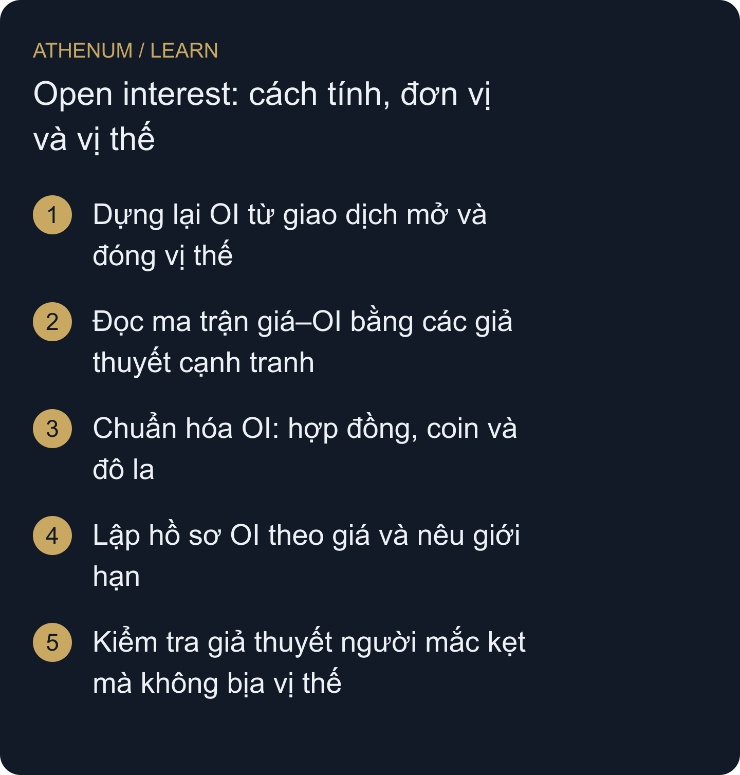 Giải thích thay đổi OI mà không nhầm hoạt động, định giá, danh tính người giao dịch hay hướng vị thế.